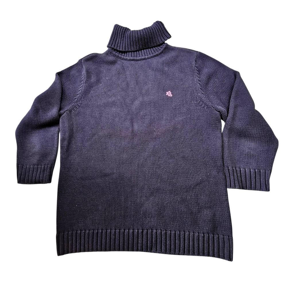 Lauren Ralph Lauren 3/4 Sleeve Navy Turtleneck Knit Sweater Women's Size Large - Picture 5 of 15